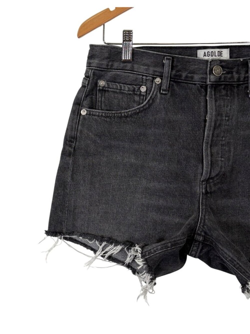 AGOLDE High Waist Cut Off Jean Shorts Size 26 - Picture 4 of 10